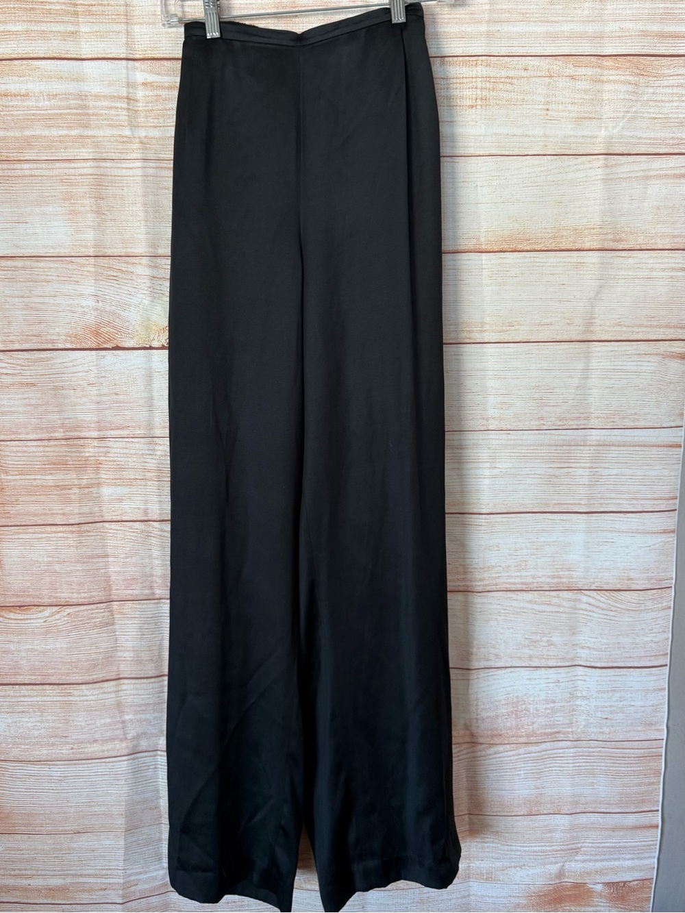 Talbots New Black Wide-Leg Satin Silk Trousers